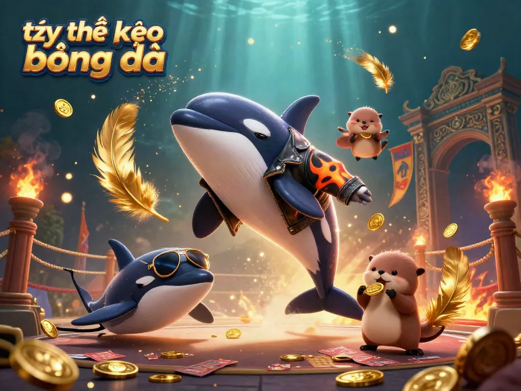 Bettors analyzing tỷ lệ kèo bóng đá amidst vibrant sea creature art in a dynamic underwater scene.