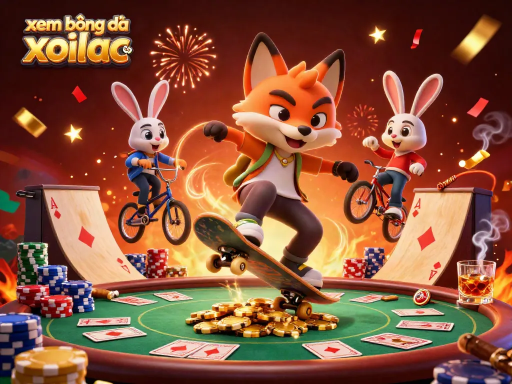 Watch live football matches seamlessly on xem bóng đá xoilac tv, featuring colorful casino-themed elements.