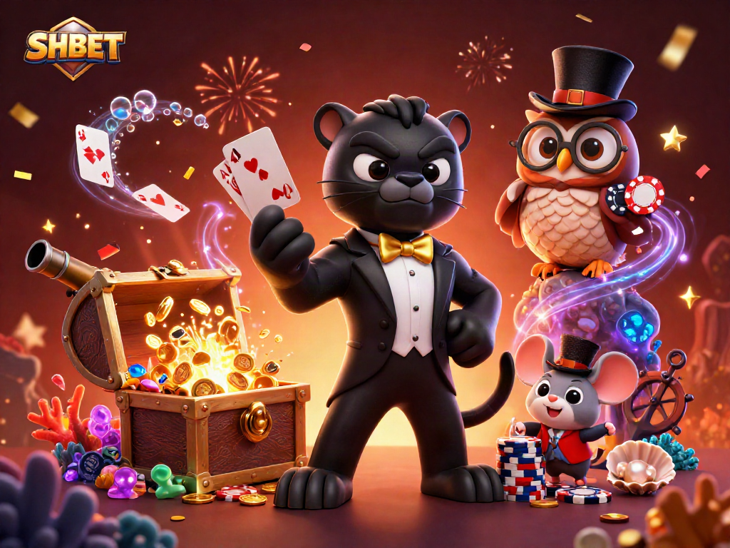 Unlock exclusive SHBET casino moments with stylish characters and vibrant gaming elements.