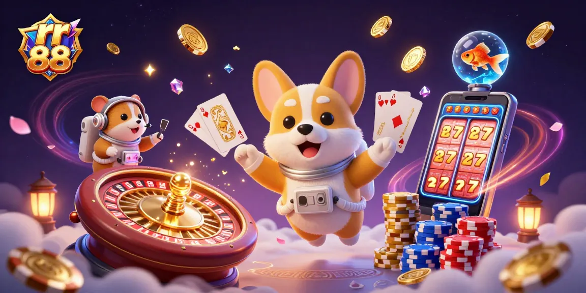 Win big with rr 88 in a vibrant casino scene featuring animated characters and dynamic gaming elements.