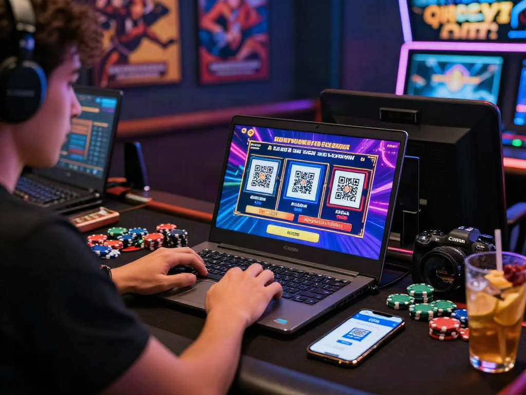 Player making slot deposit QRIS at a lively online casino