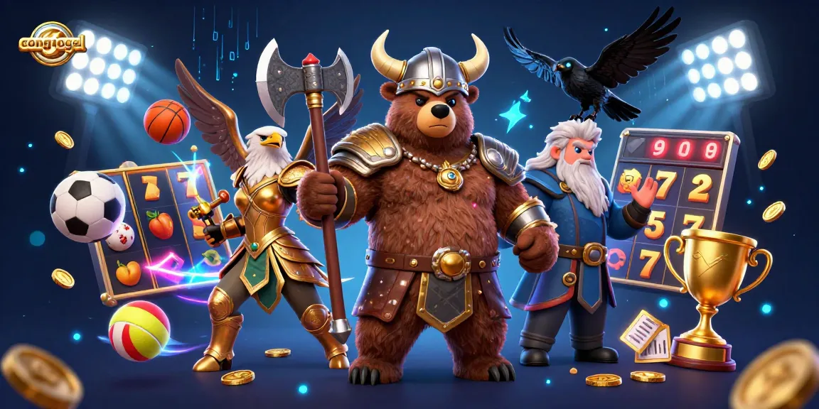 Engage with congtogel through vibrant 3D screenshot showcasing casino elements and dynamic sports action.