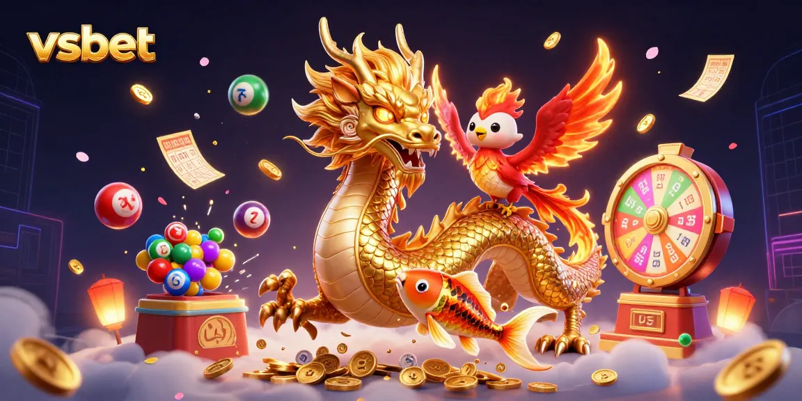 Experience dynamic gambling action with vsbet, featuring a golden dragon and phoenix in an exciting scene.