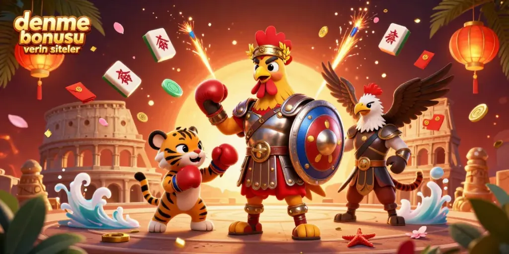 Engage with deneme bonusu veren siteler in an exciting 3D casino illustration featuring unique characters and vibrant game elements.