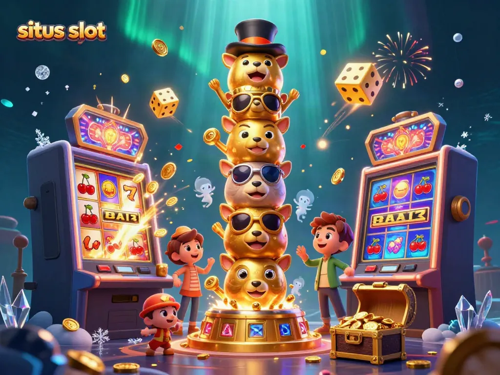 Menangkan jackpot pada situs slot dengan mesin slot dan karakter totem slot yang berwarna-warni.