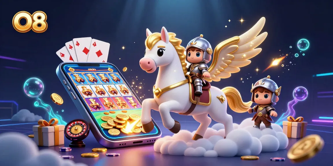 Spin vibrant slot machines at O8 with whimsical characters in a 3D casino setting.