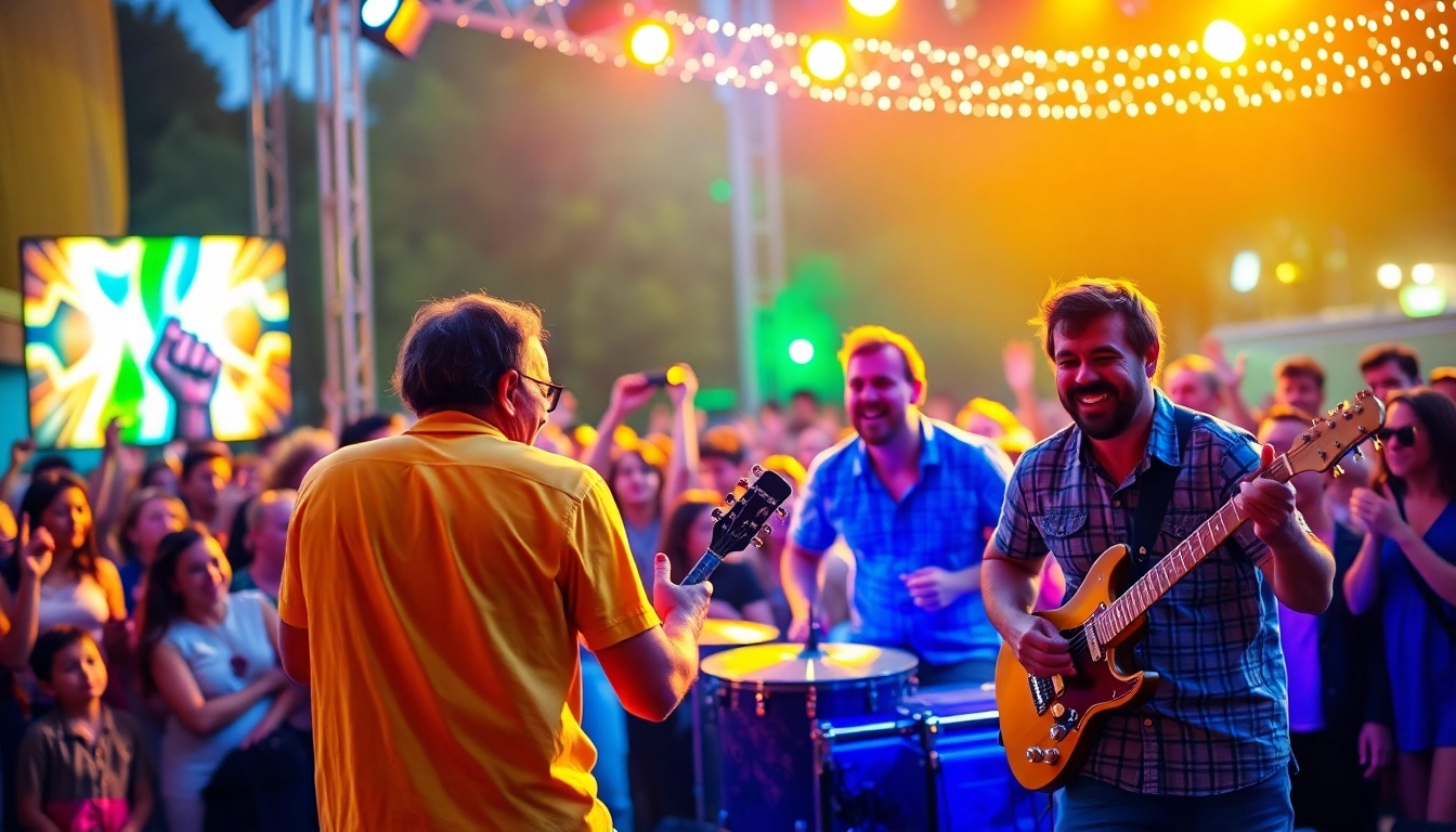 Experiencing muzica vesela live during an energetic outdoor concert.