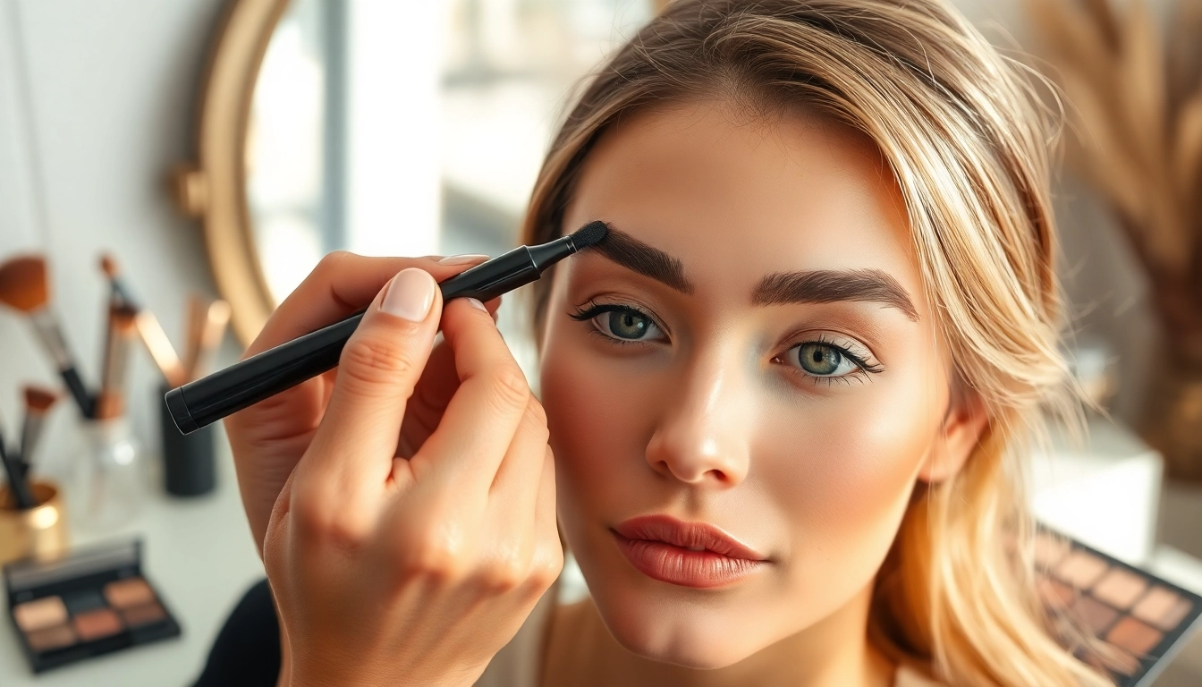 Enhance your look with a brow pen applied expertly on beautifully shaped eyebrows.