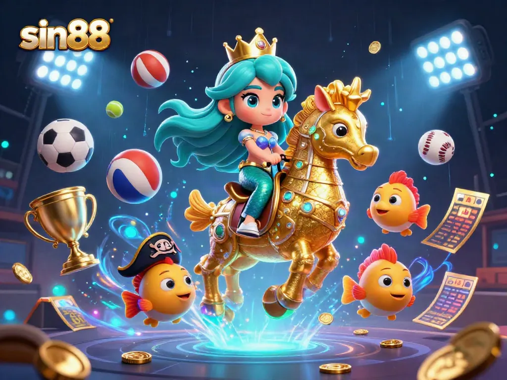 Experience thrilling gameplay at sin88 with a vibrant 3D casino scene depicting dynamic characters and elements.