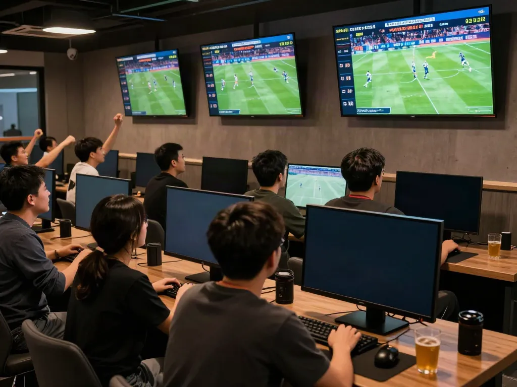 WWBOLA betters enjoying high odds soccer matches in a lively sports lounge atmosphere.