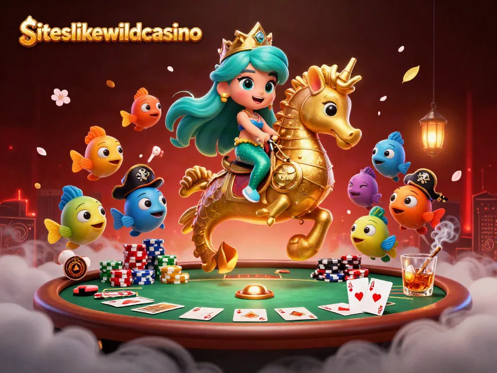 Win big with siteslikewildcasino in this vibrant 3D illustration featuring exciting poker elements.