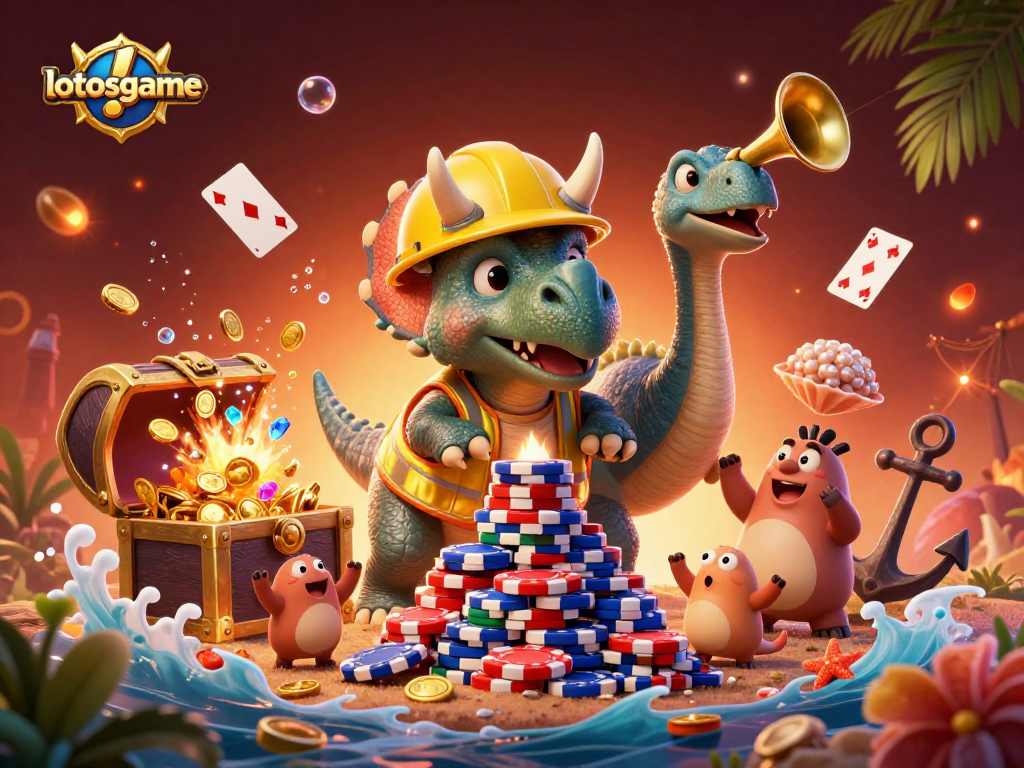 Engage in thrilling gameplay with lotosgame, featuring dynamic casino action illustrations.