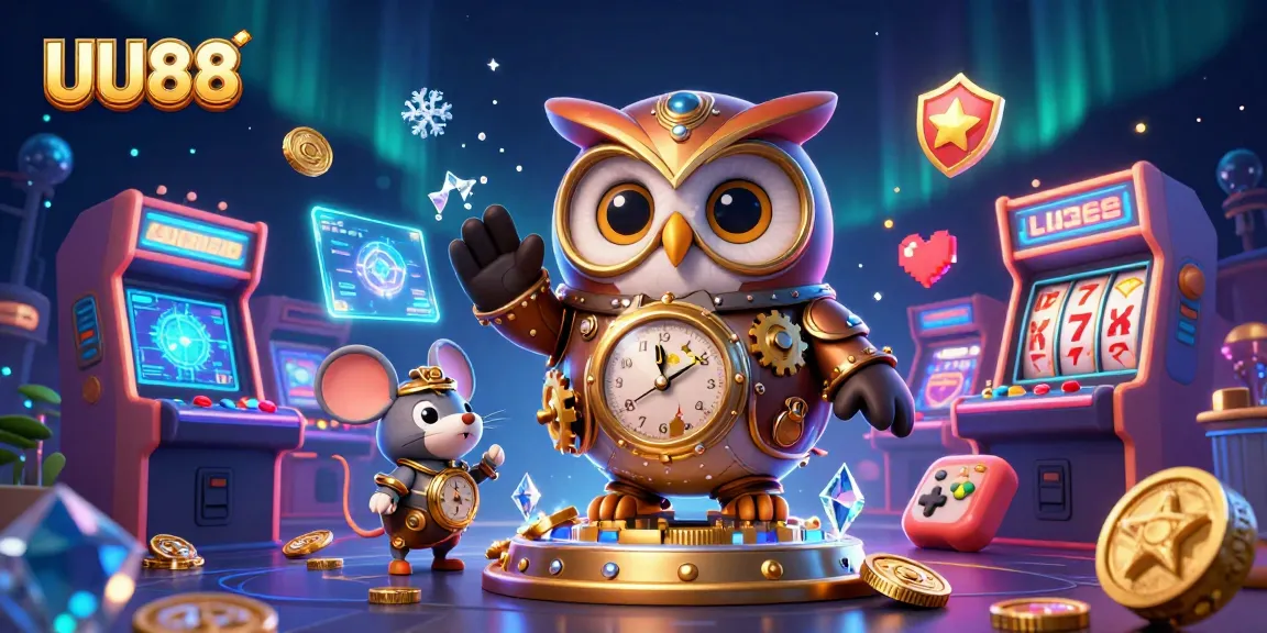 Experience exciting gaming adventures with UU88 in a vibrant 3D casino illustration.