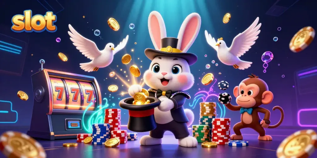 Menggandakan kesenangan bermain slot dengan ilustrasi 3D menghibur, menampilkan karakter dan elemen penuh gaya.