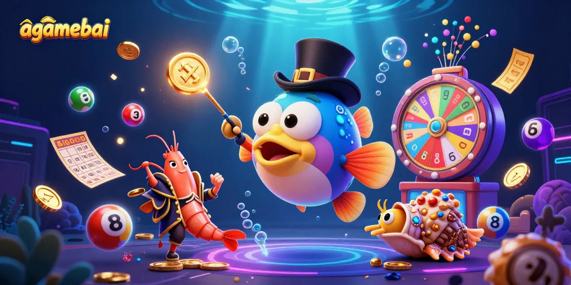 Engage with agamebai's vibrant 3D casino world featuring dynamic lottery balls and fun characters.