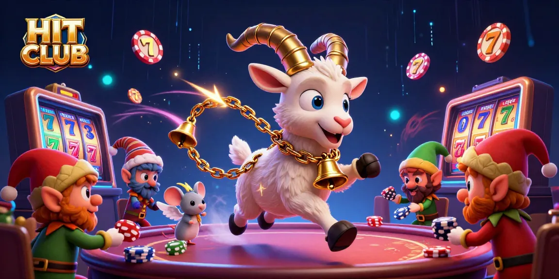 Experience the excitement at HIT CLUB as the Krampus goat and angel mouse bring a thrilling casino scene alive.