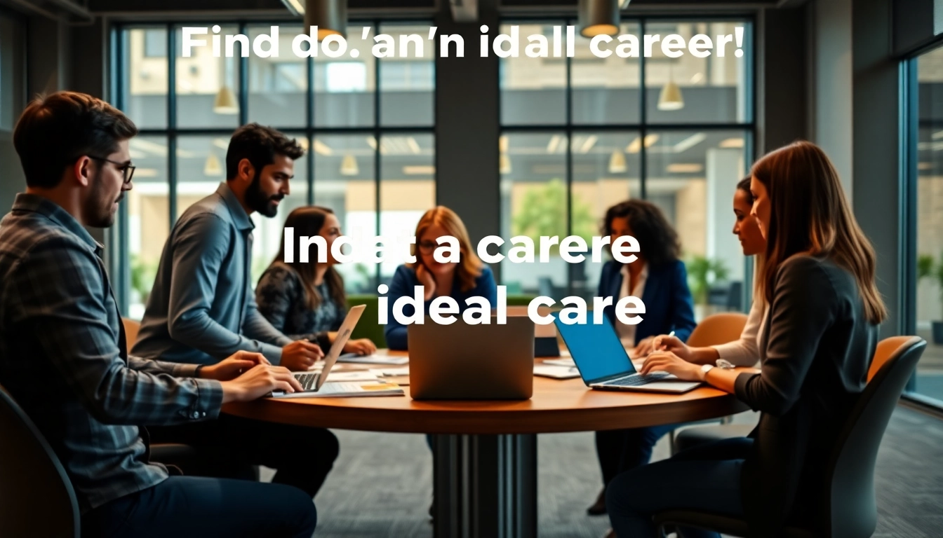 Team brainstorming to find their Ideal career in a modern office setting.