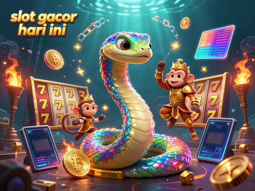 Engage with slot gacor hari ini through a vibrant 3D casino-themed illustration featuring magical characters and elements.