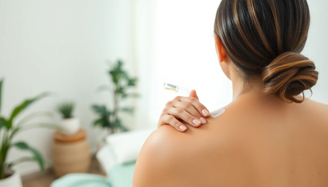 Applying dmso gel for pain relief in a calming therapy room