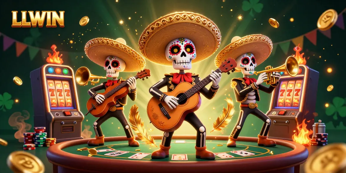 Engage with LLWIN's vibrant casino experience featuring a lively mariachi band and dynamic gaming elements.