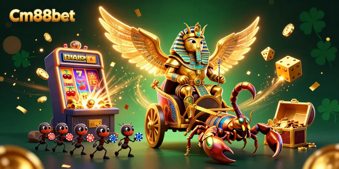 Experience excitement at cm88bet with a vibrant illustration of dynamic casino games and thrilling characters.