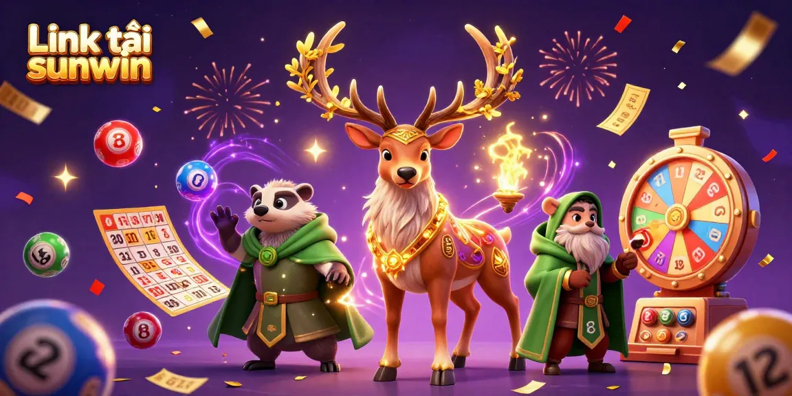 Link tải sunwin with an enchanting druid stag and badger in a vibrant casino atmosphere
