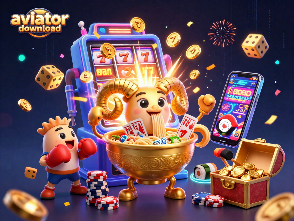 Explore the thrilling aviator download experience with our vibrant casino-themed illustration.