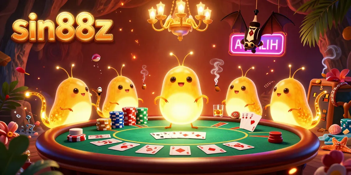 Experience the exciting atmosphere of sin88z while playing poker in a vibrant cave filled with colorful glowworms.