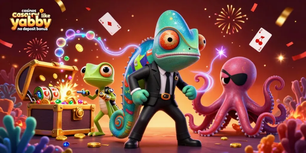 Win big with casinos like yabby casino no deposit bonus in this vibrant 3D illustration.