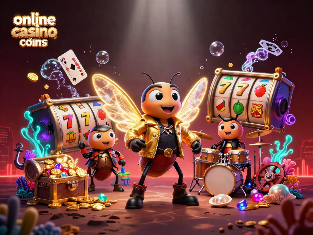 Experience the thrill of an online casino like Crown Coins, featuring vibrant characters and slot reels