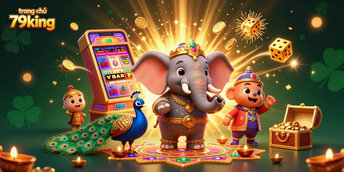 Experience winning thrills with trang chủ 79king as vibrant characters celebrate a jackpot at a dazzling casino scene.