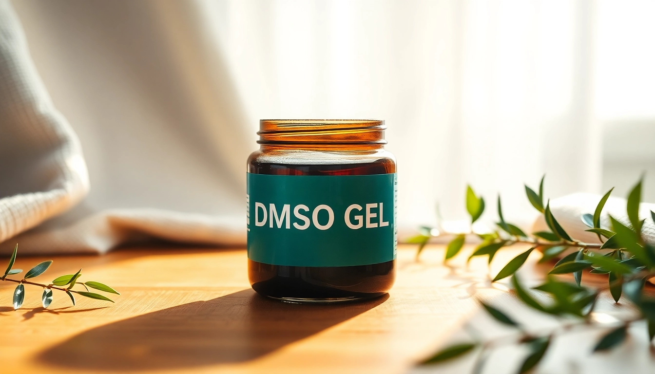 Applying DMSO gel in a therapeutic setting with natural elements for a soothing experience.